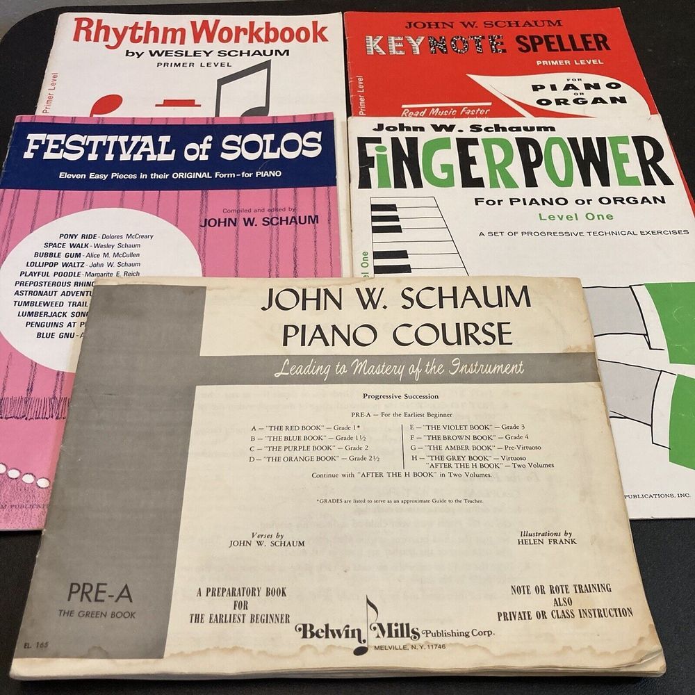 Schaum Piano Books Course Rhythm Workbook Keynote Speller Fingerpower Lot of‎ 5